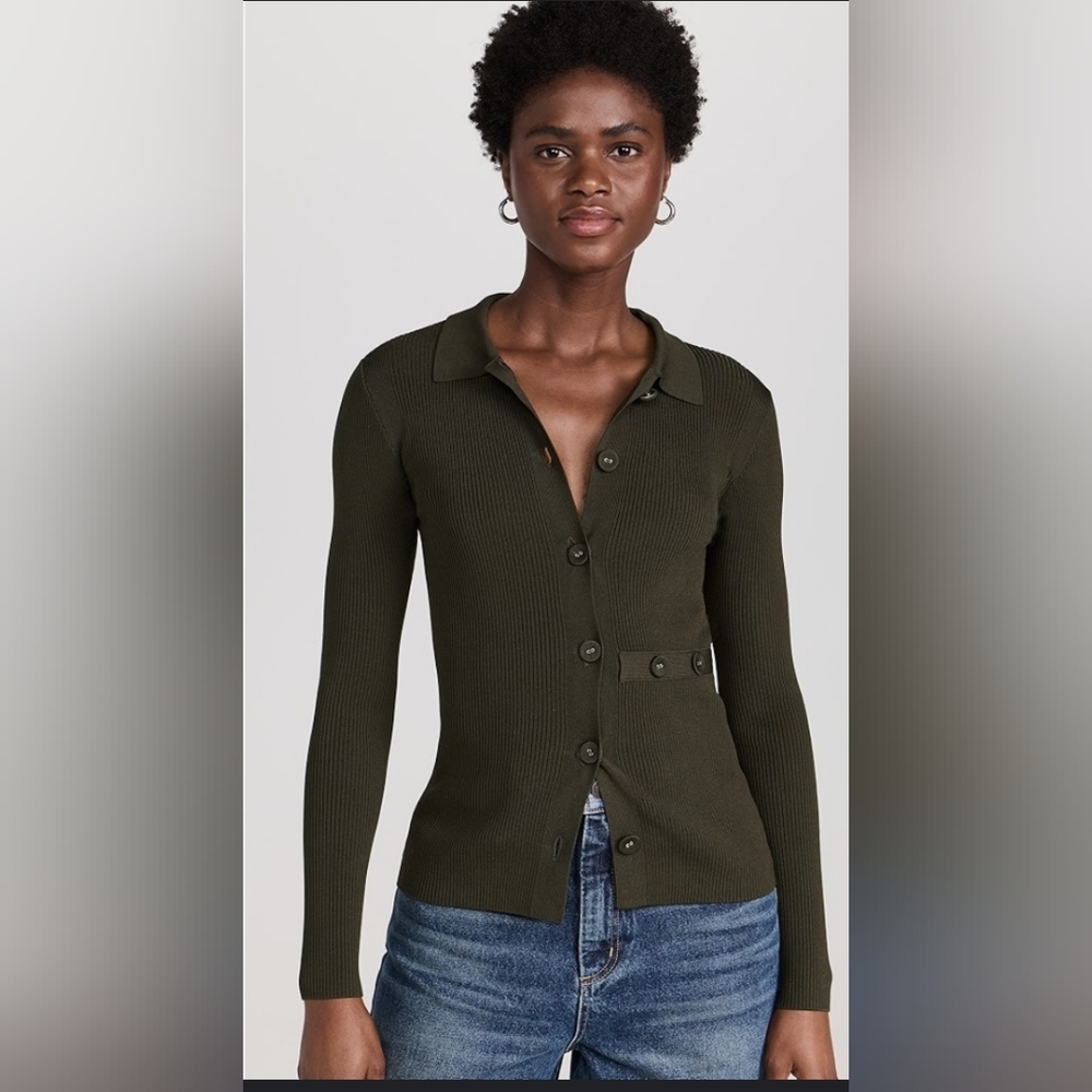 Pistola Kealy Rib Cardigan Size Small In Dark olive